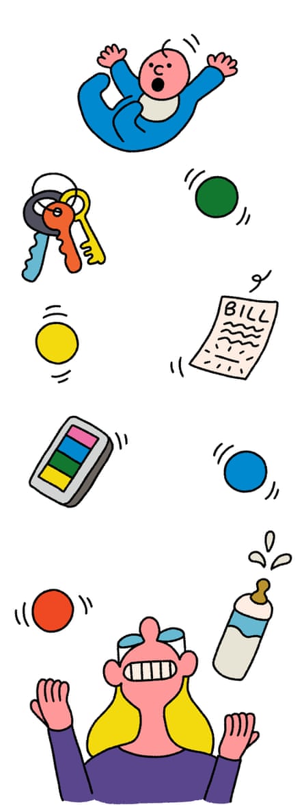 Illustration of a single parent with a baby