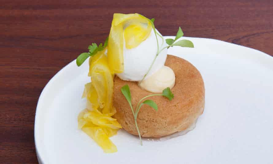 Rum savarin with coconut and pineapple at Fiend: ‘Perilously boozy.’