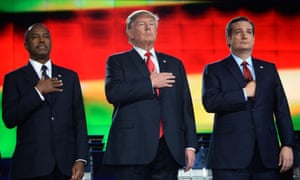 Ben Carson, Donald Trump and Ted Cruz at the Republican debate
