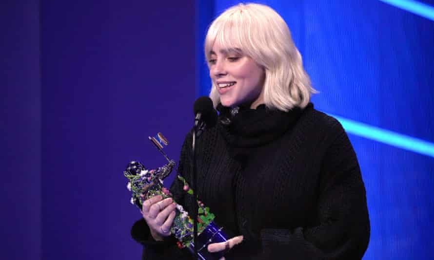 Billie Eilish accepts an award for Video For Good onstage during the 2021 MTV Video Music Awards.
