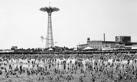 Bathers on the beach at Coney Island, mid 1950s