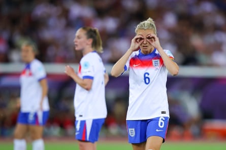 England captain Leah Williamson reacts with dismay as the holders began their title defence with a defeat.
