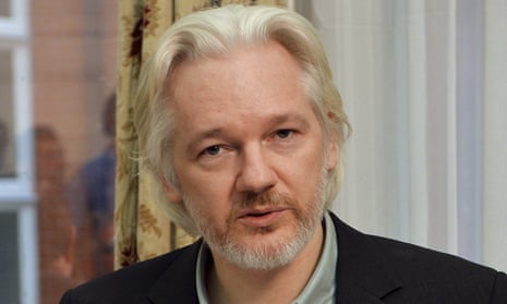 Julian Assange during a news conference at the Ecuadorian embassy in London in August 2014