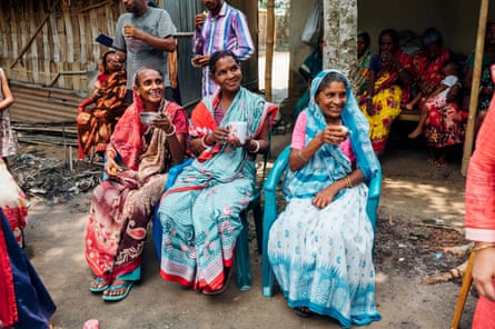 A self-help group in a tea estate meet and drink tea.