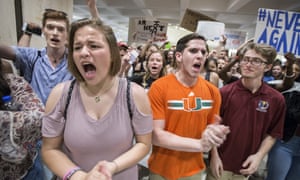 Students protest outside the Florida House of Representatives after last week’s school shooting.