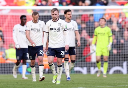 West Ham captain Jarrod Bowen looks dejected after Cody Gakpo scores Liverpool’s fourth goal