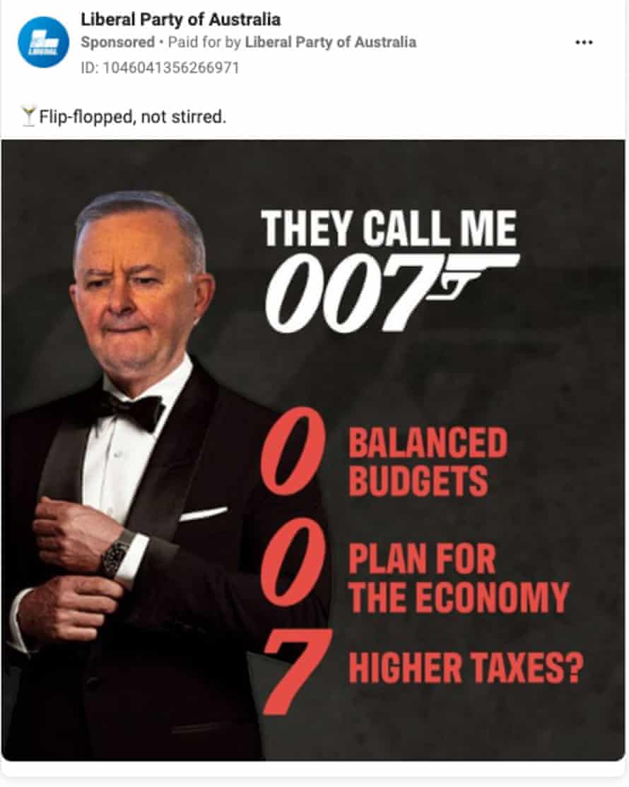 Labor and the Liberals are waging an election meme war – but what is the point? | Australia news 3 Liberal party meme of Albanese as 007