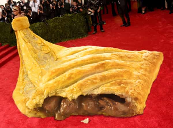 Greggs own meme of the Rihanna Met Gala ‘omelette dress’.