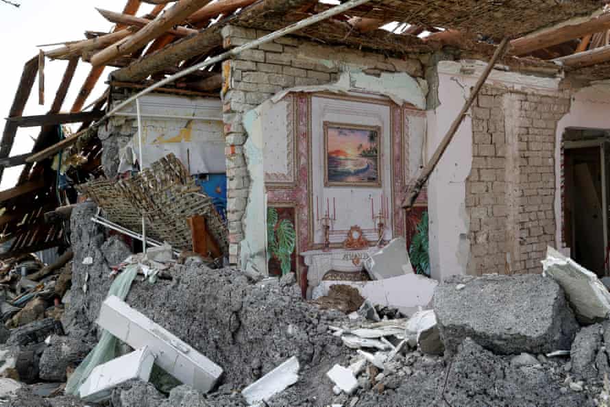 A building destroyed in the southern port city of Mariupol.
