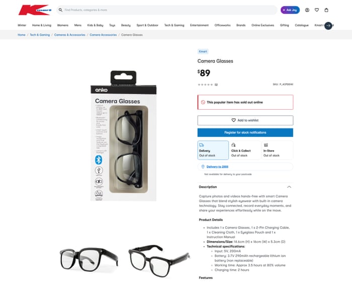 Privacy regulator launches probe into China-based company behind Kmart ‘pervert glasses’ app