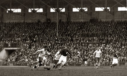 The Uruguayans on the attack during their 5-1 win over France at the 1924 Olympic Games in Paris.