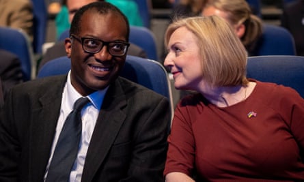 Liz Truss and Kwasi Kwarteng at the Conservative party conference on 2 October.