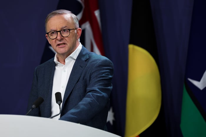 Anthony Albanese speaks to the media
