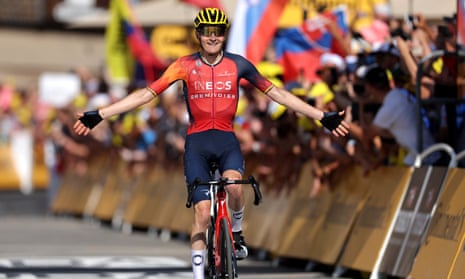 Grenadiers’ Spanish rider Carlos Rordriguez Cano cycles to the finish line to win the 14th stage.