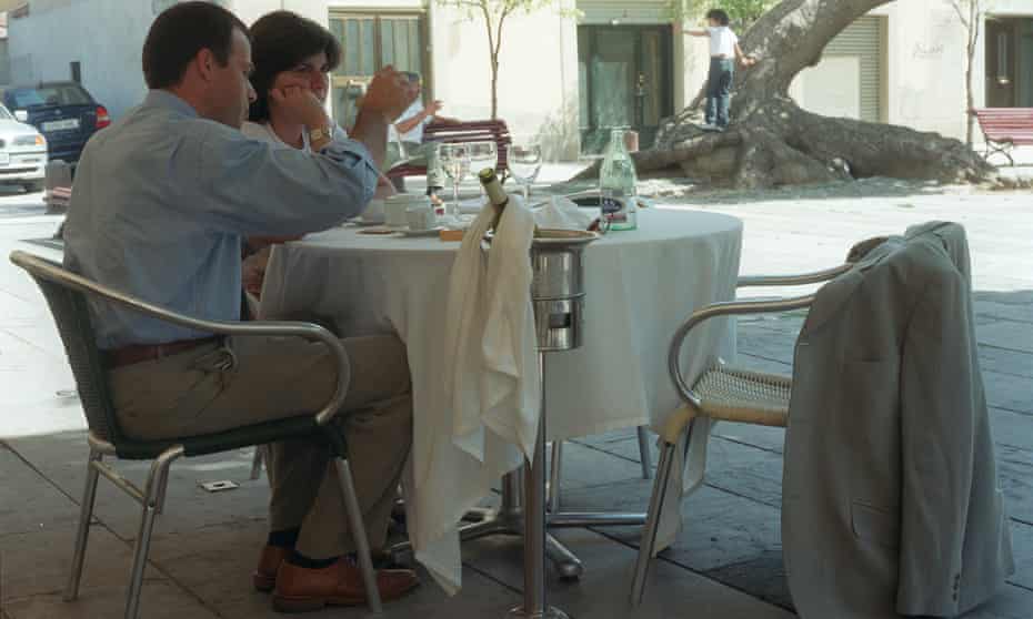A couple eating out in Barcelona