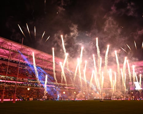 Fireworks light up the Brisbane sky.