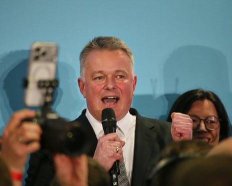 Gordon Schnieder at the CDU election party following the initial projections in Mainz, Germany.