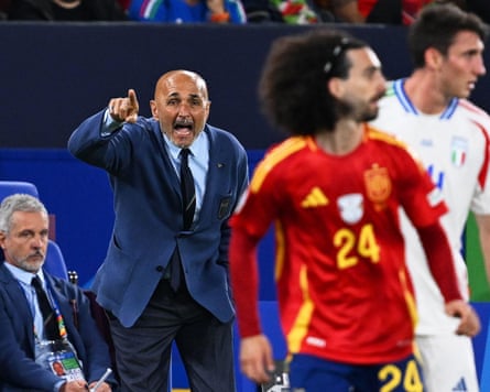 Luciano Spalletti on the touchline for Italy’s match against Spain at last year’s Euros