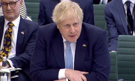 Boris Johnson answering questions at a parliamentary Liaison Committee hearing in the House of Commons.