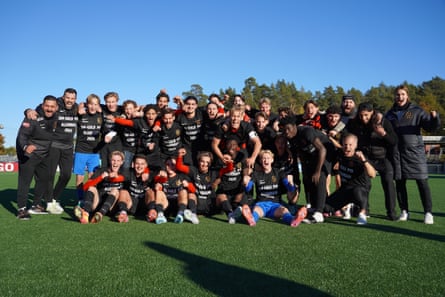 Brommapojkarna’s under-19 title-winning squad, pictured last month.