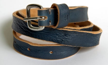 A coiled up leather belt