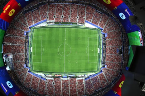 An aerial view inside the stadium.