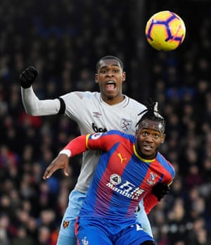 West Ham’s Issa Diop in action with Crystal Palace’s Michy Batshuayi during the 1-1 draw at Selhurst Park.