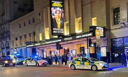 Police outside the Palace theatre, Manchester, during the incident at The Bodyguard on Friday night.