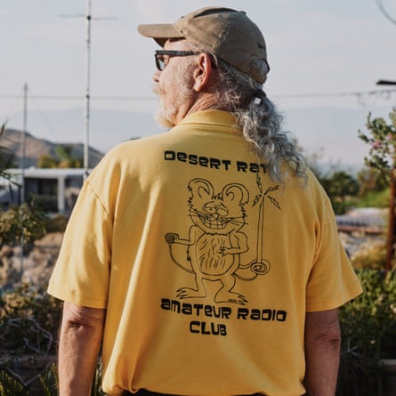 The Desert RATS logo on the back of a t-shirt worn by Glenn Morrison. It features a cartoon rat