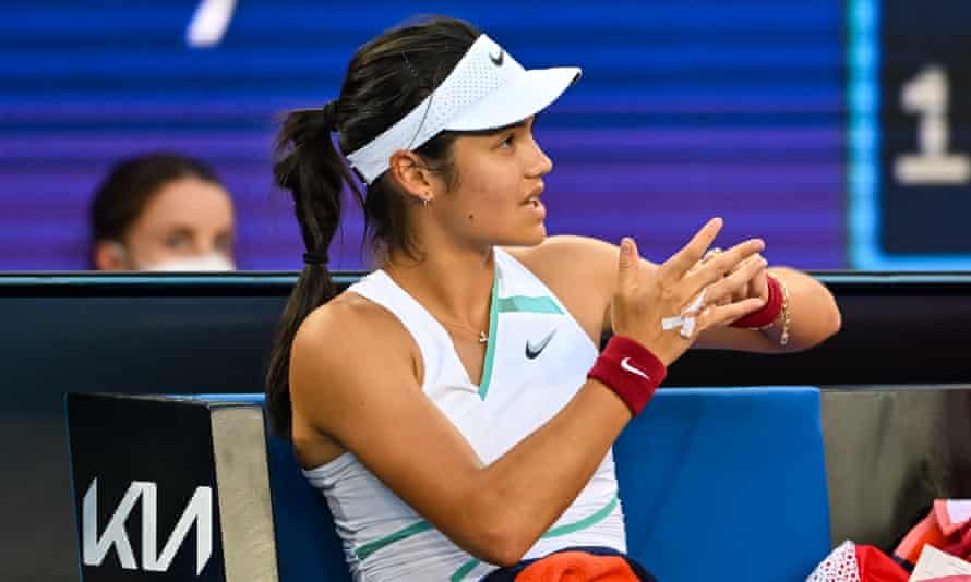 Emma Raducanu is hampered by blisters on her hand during the 2022 Australian Open