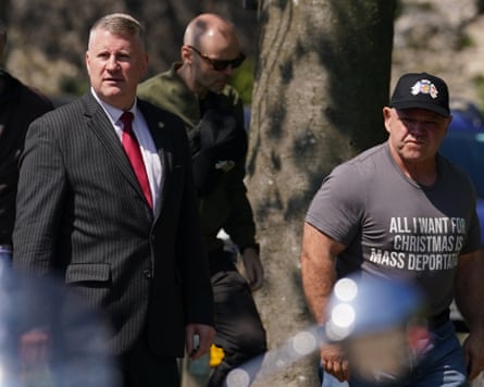 Paul Golding, the leader of Britain First at a ‘stop the boats’ protest in Dover