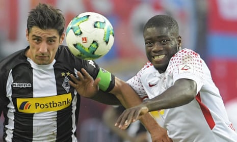 Could RB Leipzig’s Dayot Upamecano, right, be Merseyside-bound?