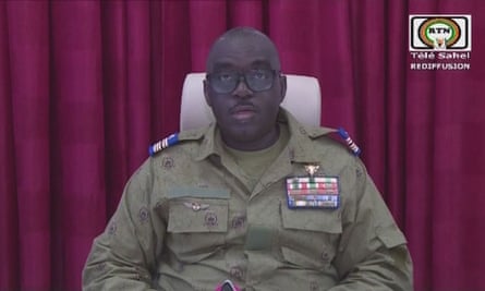 This video frame grab image obtained by AFP from ORTN – Télé Sahel shows Colonel Major Amadou Abdramane