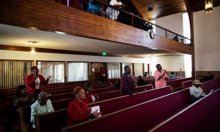 Congregants during Sunday service at Pleasant Grove Baptist church.