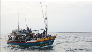 A boat carrying suspected asylum seekers at sea