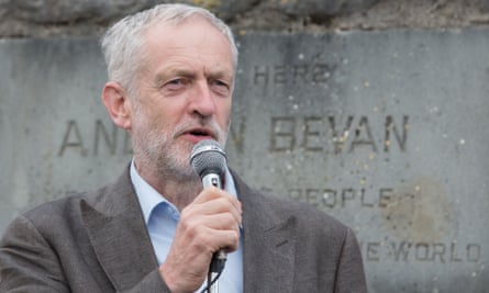 Jeremy Corbyn visits the Nye Bevan stones at Tredegar, Blaenau Gwent, in 2015.
