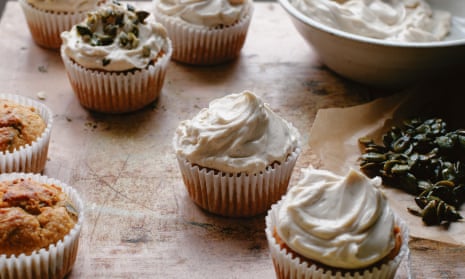 Cardamom and carrot cakes with maple icing.