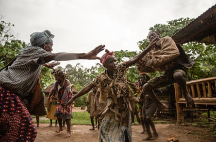 A dance performance at the Batwa settlement in Munyaga, Buhoma