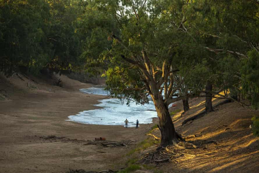 Water begins to flow in the Darling Barka River, in Louth, New South Wales