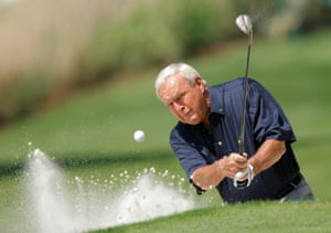 9 April 2008. Palmer in the bunker at the annual Masters Par 3 golf tournament.