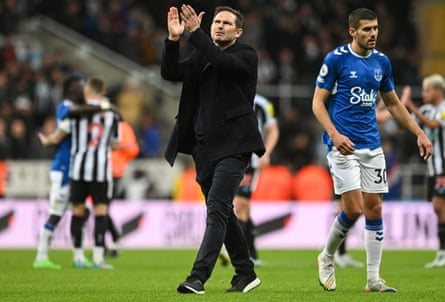 Frank Lampard applauds the Everton fans after the defeat to Newcastle.
