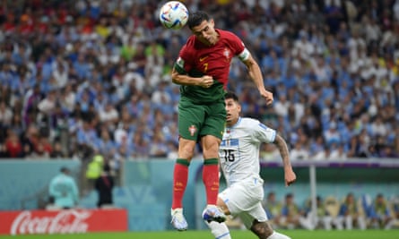 Cristiano Ronaldo attempts to head the ball