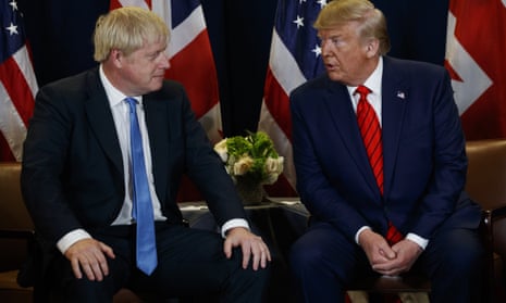 Boris Johnson and Donald Trump at the UN general assembly in New York, September 2019. 