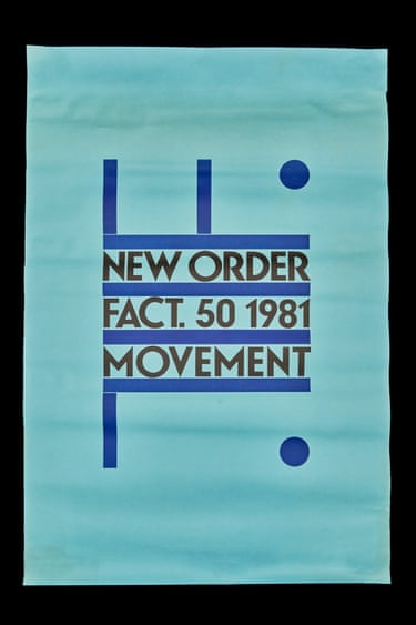 New Order, poster for Movement album, Factory Records, 1981 design by Peter SavillePeter Saville is the most influential designer to have emerged from the post-punk period. For this poster and album design for New Order, Saville drew on a 1932 poster by the Italian Futurist artist, Fortunato Depero. When the band’s manager, Rob Gretton, saw Saville’s design and its credit for Depero, he insisted the artist’s name was removed because of Futurism’s associations with fascism. ‘I had enough problems with “Joy Division”,’ Gretton told the designer, mindful of criticism that the band had taken their original name from concentration camp brothel.