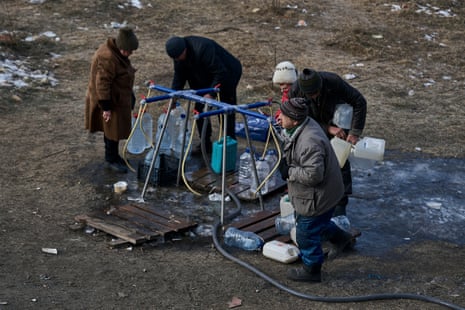 Local residents get water in Bakhmut, Donetsk region, Ukraine.