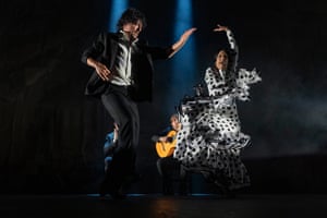 Flamenco dancers Jesus Carmona and his wife, Lucia Campillo, perform on stage