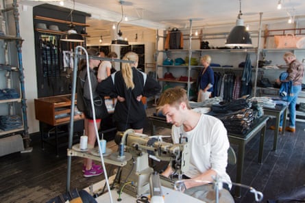 A Nudie Jeans store in Gothenburg with an in-store repair service.