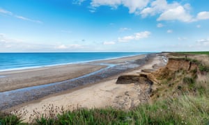 Happisburgh beach and eroding cliffs.