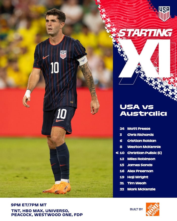Christian Pulisic em ação pela Seleção dos Estados Unidos em amistoso contra a Austrália.