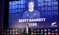 The All Blacks coach, Scott Robertson, names Scott Barrett as his new captain at the New Zealand squad announcement.